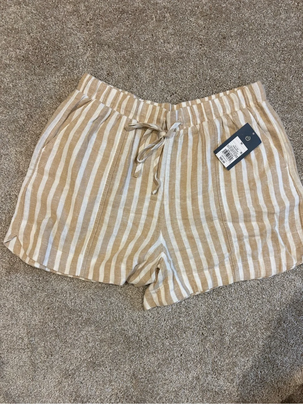 Universal Thread Beige and White Striped Drawstring Shorts